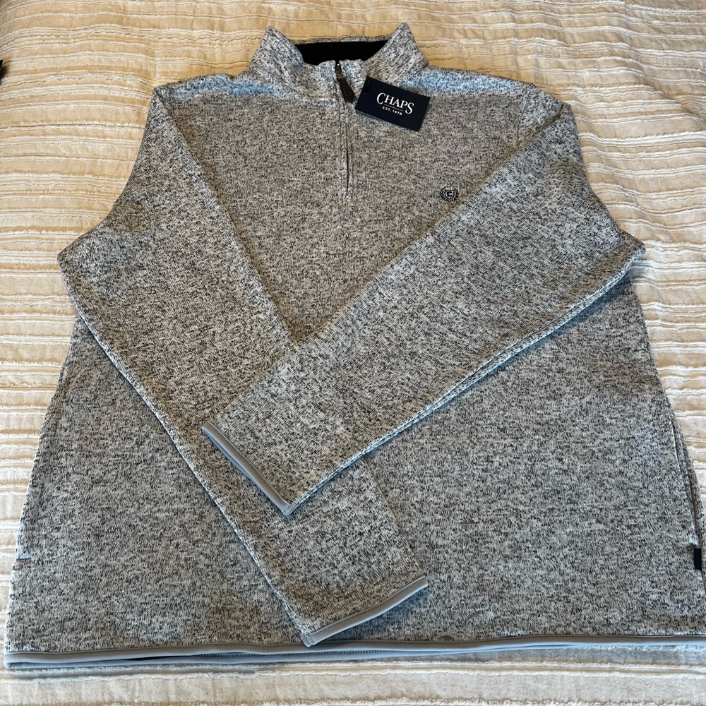Chaps Men's Gray Marled Quarter-Zip Sweater - Never Worn - Tag on Sweater